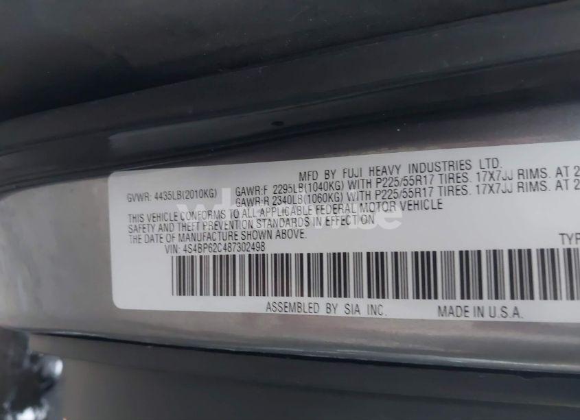 Photo 9 of 2008 Subaru Outback 2.5I LIMITED/2.5I LIMITED L.L. BEAN EDITION (VIN 4S4BP62C487302498)