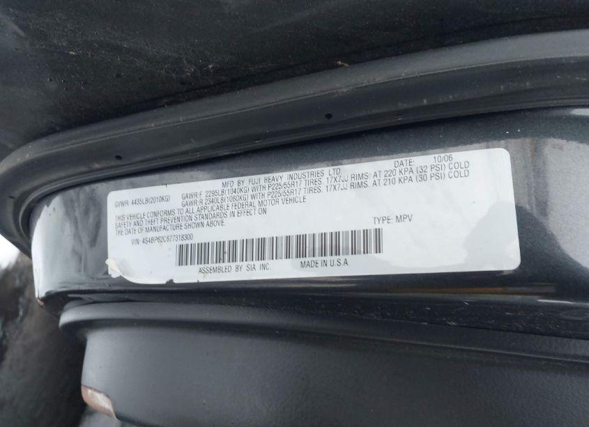 Photo 9 of 2007 Subaru Outback 2.5I LIMITED (VIN 4S4BP62C677318300)