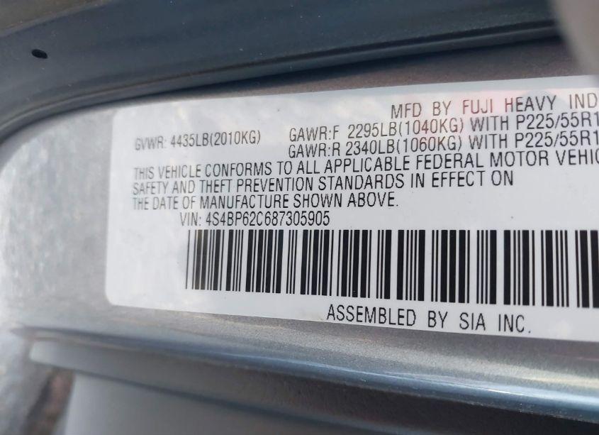 Photo 9 of 2008 Subaru Outback 2.5I LIMITED/2.5I LIMITED L.L. BEAN EDITION (VIN 4S4BP62C687305905)