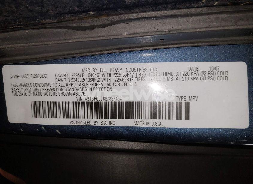 Photo 9 of 2008 Subaru Outback 2.5I LIMITED/2.5I LIMITED L.L. BEAN EDITION (VIN 4S4BP62C887337464)