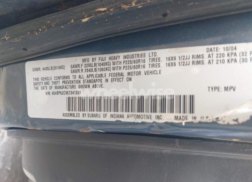 Photo 9 of 2005 Subaru Outback 2.5I LIMITED (VIN 4S4BP62C957341339)