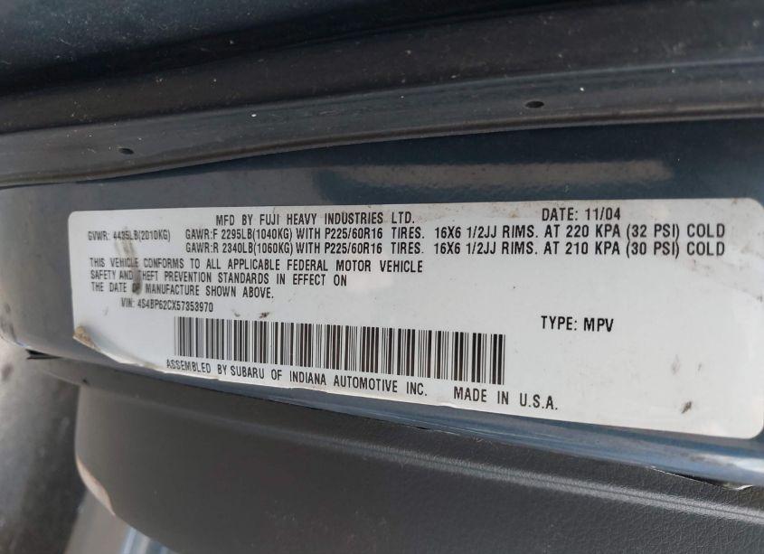 Photo 9 of 2005 Subaru Outback 2.5I LIMITED (VIN 4S4BP62CX57353970)