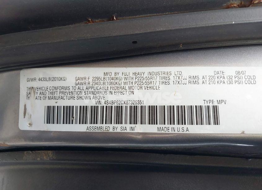 Photo 9 of 2008 Subaru Outback 2.5I LIMITED/2.5I LIMITED L.L. BEAN EDITION (VIN 4S4BP62CX87329351)