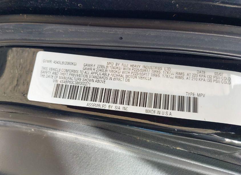 Photo 9 of 2008 Subaru Outback 2.5XT LIMITED (VIN 4S4BP63C386302271)