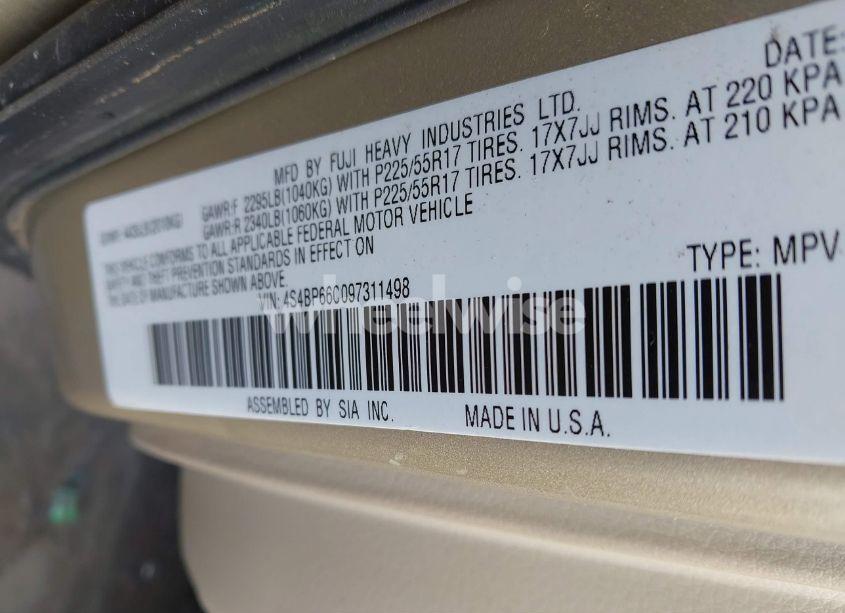 Photo 9 of 2009 Subaru Outback 2.5I LIMITED (VIN 4S4BP66C097311498)