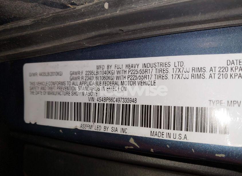 Photo 9 of 2009 Subaru Outback 2.5I LIMITED (VIN 4S4BP66C497335948)