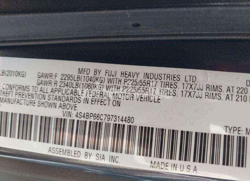 Photo 9 of 2009 Subaru Outback 2.5I LIMITED (VIN 4S4BP66C797314480)