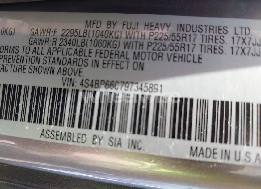 Photo 9 of 2009 Subaru Outback 2.5I LIMITED (VIN 4S4BP66C797345891)