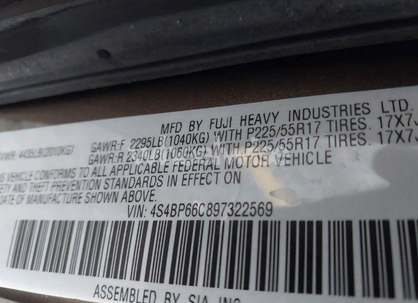 Photo 9 of 2009 Subaru Outback 2.5I LIMITED (VIN 4S4BP66C897322569)