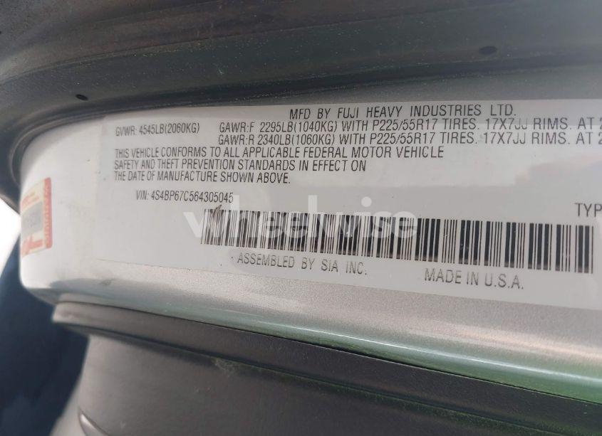 Photo 9 of 2006 Subaru Outback 2.5XT/2.5XT LIMITED (VIN 4S4BP67C564305045)