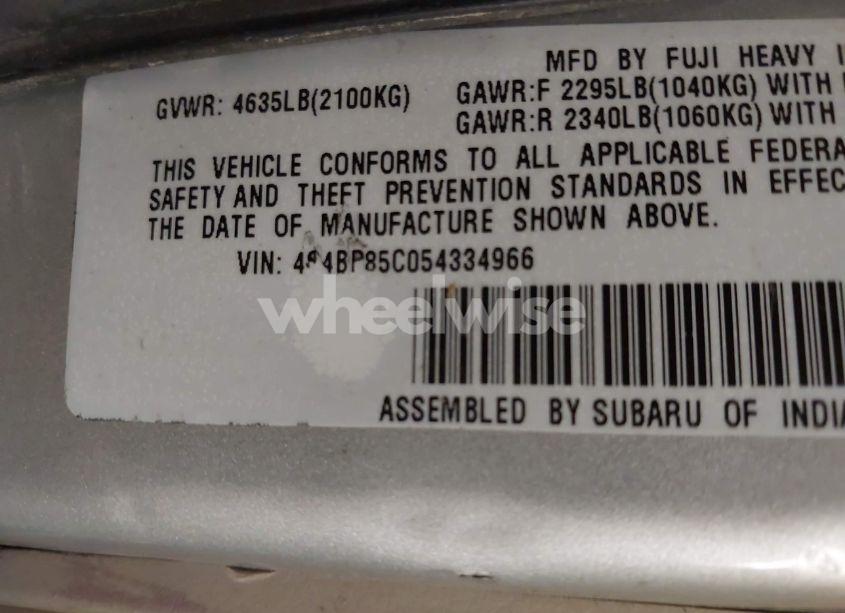 Photo 9 of 2005 Subaru Outback 3.0R VDC LIMITED (VIN 4S4BP85C054334966)