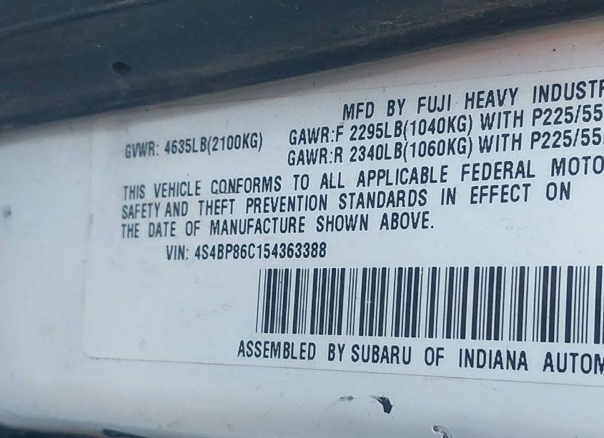 Photo 9 of 2005 Subaru Outback 3.0R L.L. BEAN EDITION (VIN 4S4BP86C154363388)