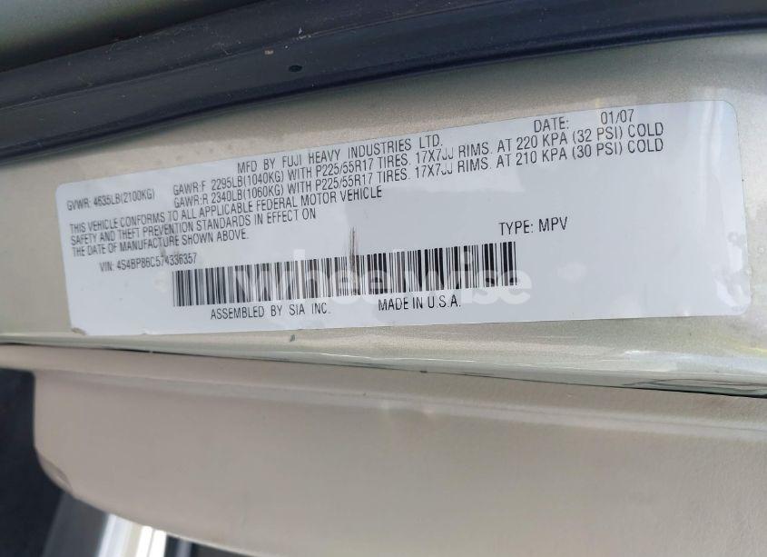 Photo 9 of 2007 Subaru Outback 3.0R L.L. BEAN EDITION (VIN 4S4BP86C574336357)