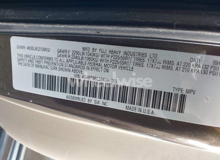 Photo 9 of 2008 Subaru Outback 3.0R L.L. BEAN EDITION (VIN 4S4BP86C584331063)