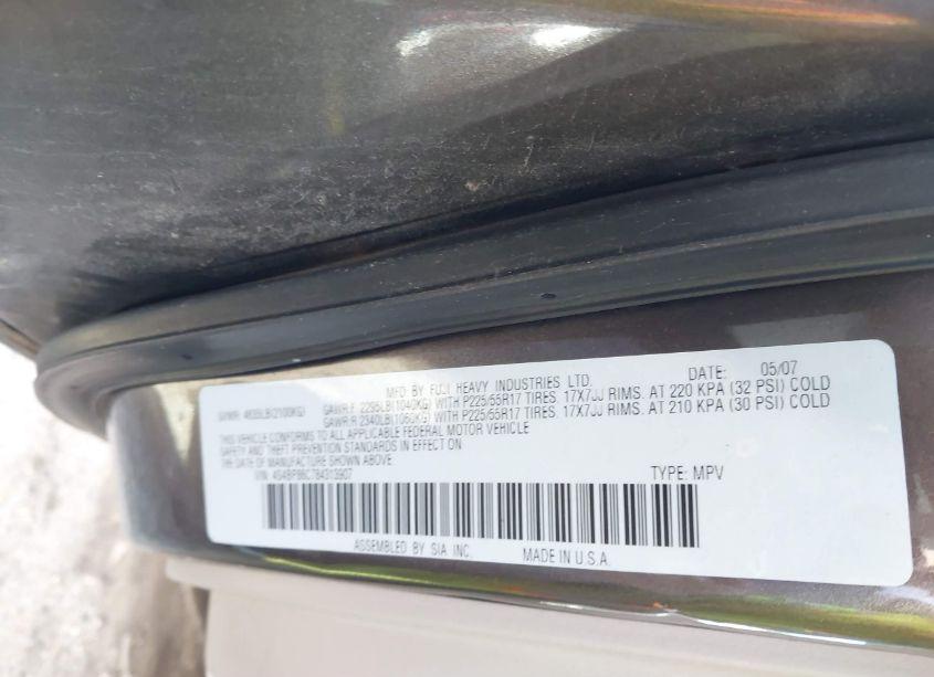 Photo 9 of 2008 Subaru Outback 3.0R L.L. BEAN EDITION (VIN 4S4BP86C784313907)