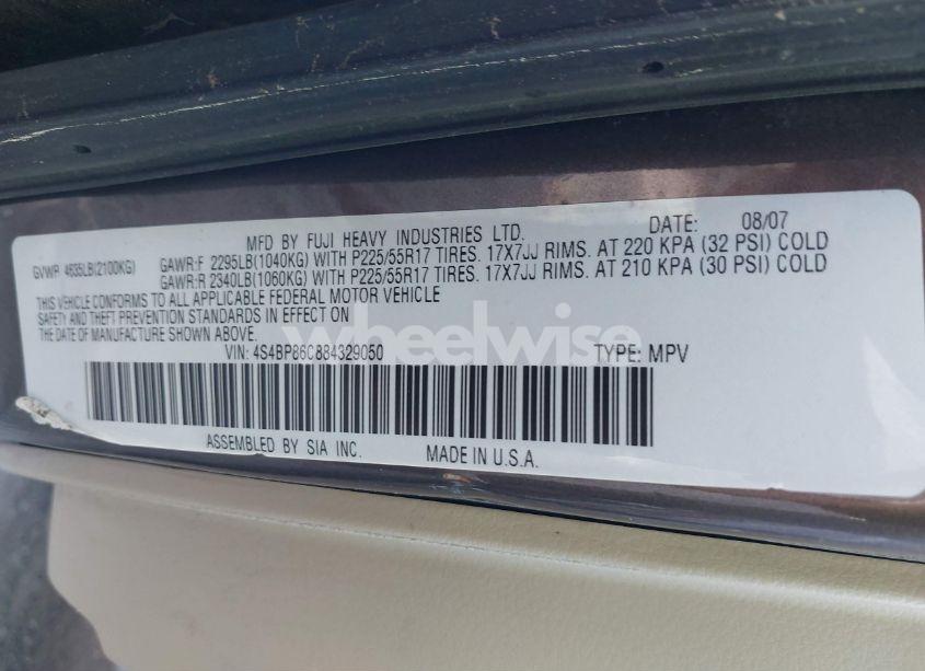 Photo 9 of 2008 Subaru Outback 3.0R L.L. BEAN EDITION (VIN 4S4BP86C884329050)