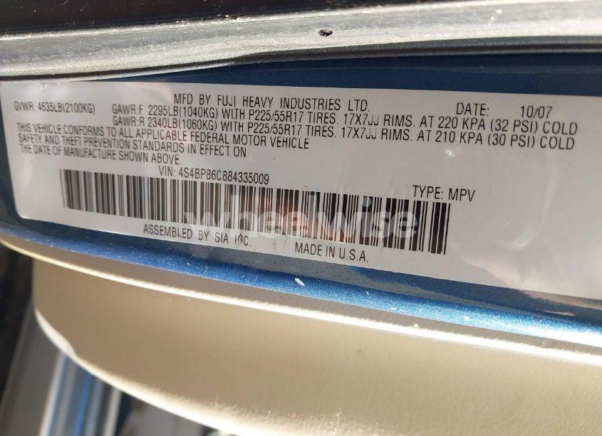 Photo 9 of 2008 Subaru Outback 3.0R L.L. BEAN EDITION (VIN 4S4BP86C884335009)