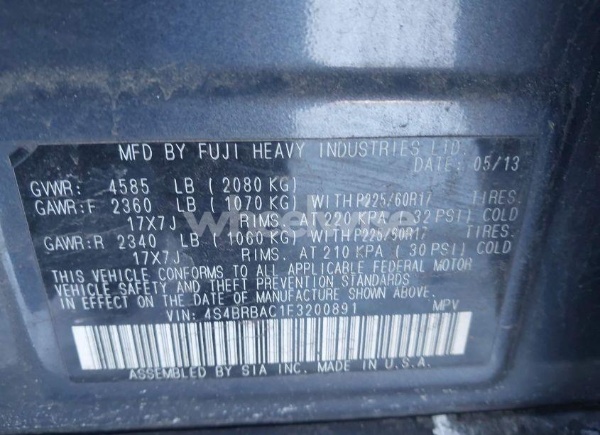 Photo 9 of 2014 Subaru Outback 2.5I (VIN 4S4BRBAC1E3200891)