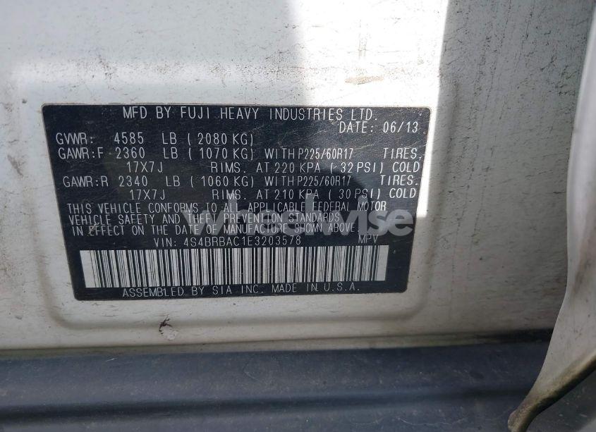 Photo 9 of 2014 Subaru Outback 2.5I (VIN 4S4BRBAC1E3203578)