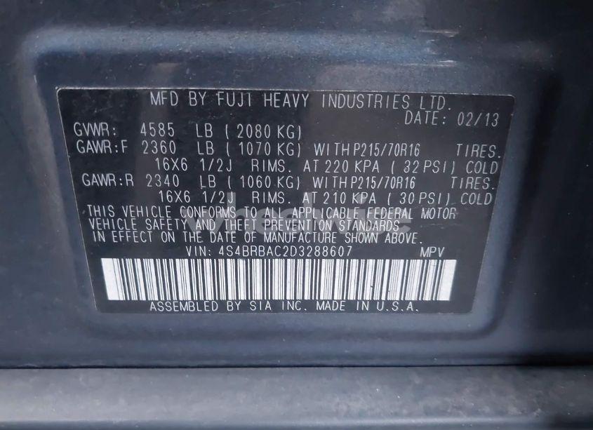 Photo 9 of 2013 Subaru Outback 2.5I (VIN 4S4BRBAC2D3288607)
