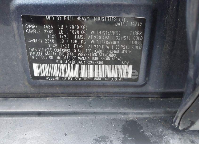 Photo 9 of 2013 Subaru Outback 2.5I (VIN 4S4BRBAC4D3263806)