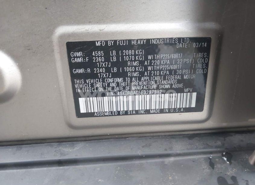 Photo 9 of 2014 Subaru Outback 2.5I (VIN 4S4BRBAC5E3297982)