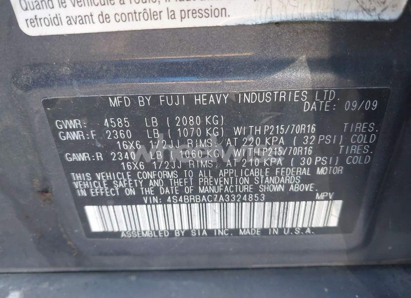 Photo 9 of 2010 Subaru Outback 2.5I (VIN 4S4BRBAC7A3324853)