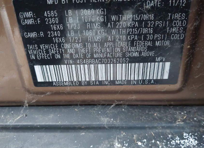 Photo 9 of 2013 Subaru Outback 2.5I (VIN 4S4BRBAC7D3262052)