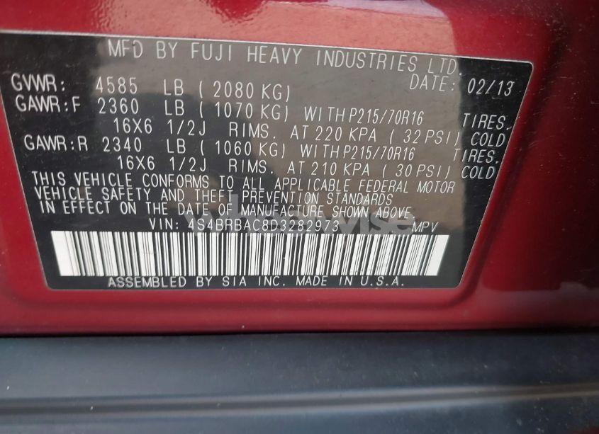 Photo 9 of 2013 Subaru Outback 2.5I (VIN 4S4BRBAC8D3282973)