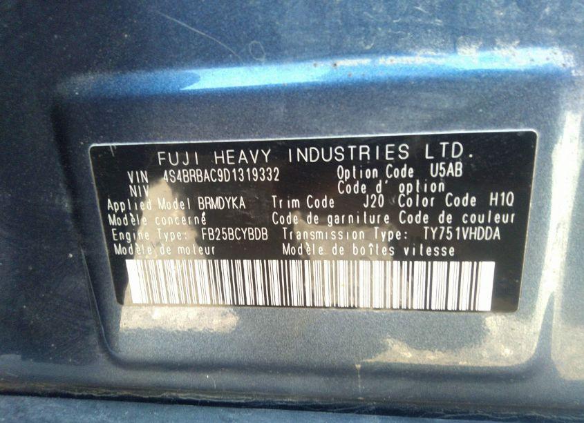 Photo 9 of 2013 Subaru Outback 2.5I (VIN 4S4BRBAC9D1319332)