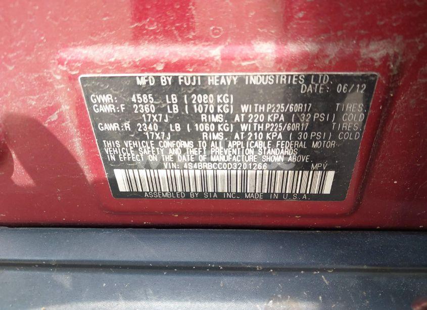 Photo 9 of 2013 Subaru Outback 2.5I PREMIUM (VIN 4S4BRBCC0D3201266)