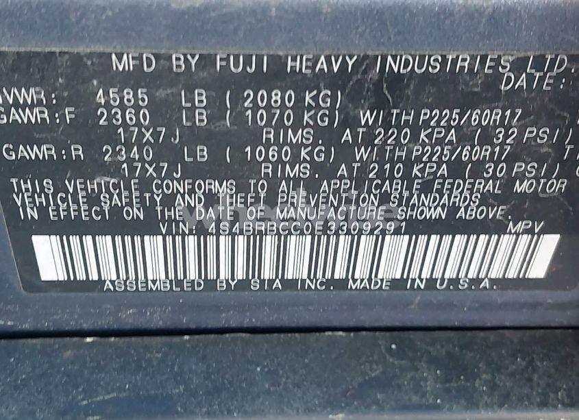 Photo 9 of 2014 Subaru Outback 2.5I PREMIUM (VIN 4S4BRBCC0E3309291)