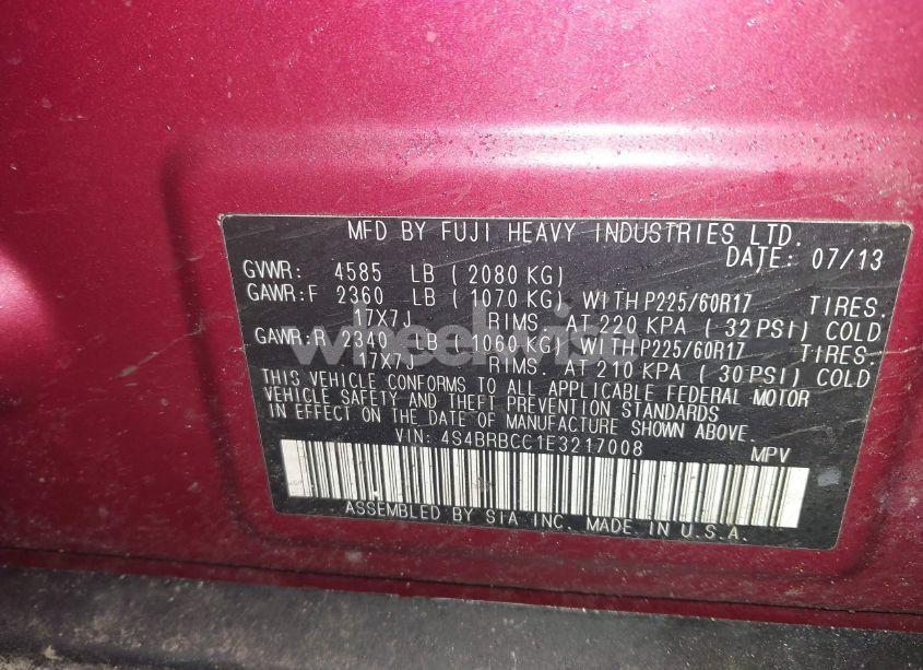 Photo 9 of 2014 Subaru Outback 2.5I PREMIUM (VIN 4S4BRBCC1E3217008)