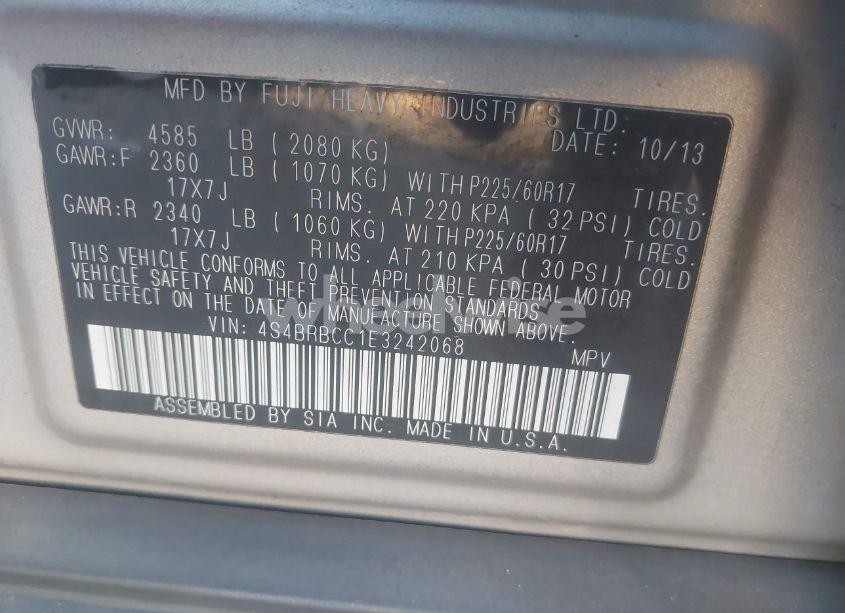 Photo 9 of 2014 Subaru Outback 2.5I PREMIUM (VIN 4S4BRBCC1E3242068)