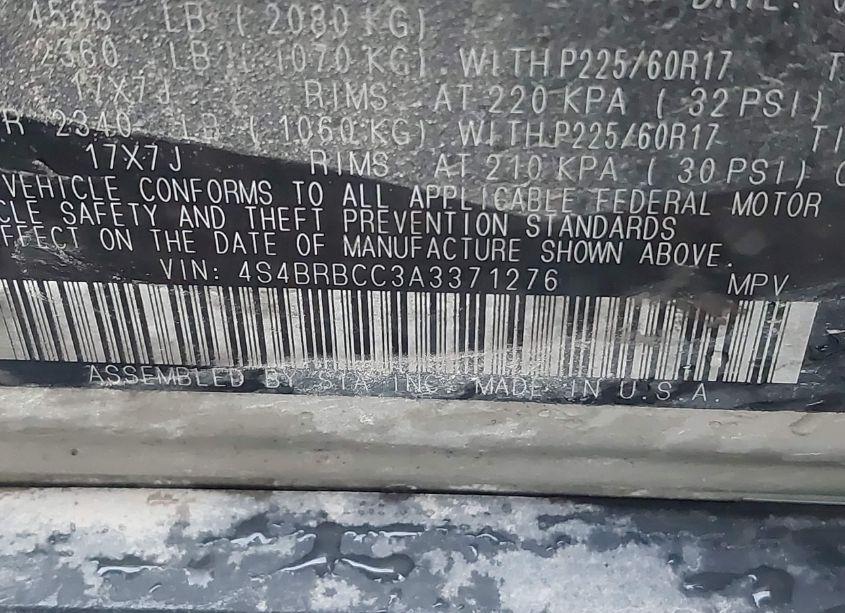 Photo 9 of 2010 Subaru Outback 2.5I PREMIUM (VIN 4S4BRBCC3A3371276)