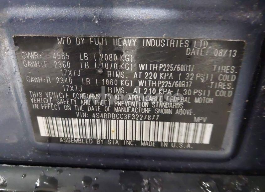 Photo 9 of 2014 Subaru Outback 2.5I PREMIUM (VIN 4S4BRBCC3E3227877)