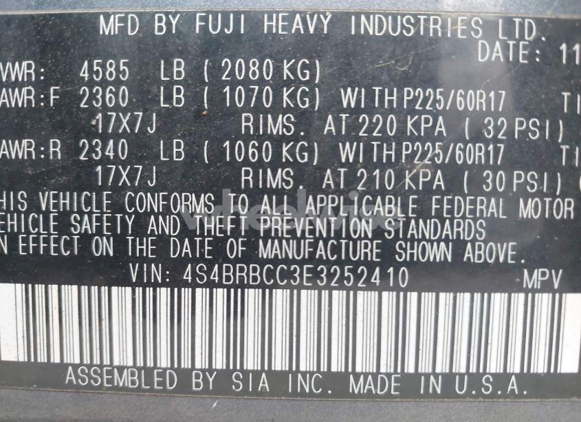 Photo 9 of 2014 Subaru Outback 2.5I PREMIUM (VIN 4S4BRBCC3E3252410)