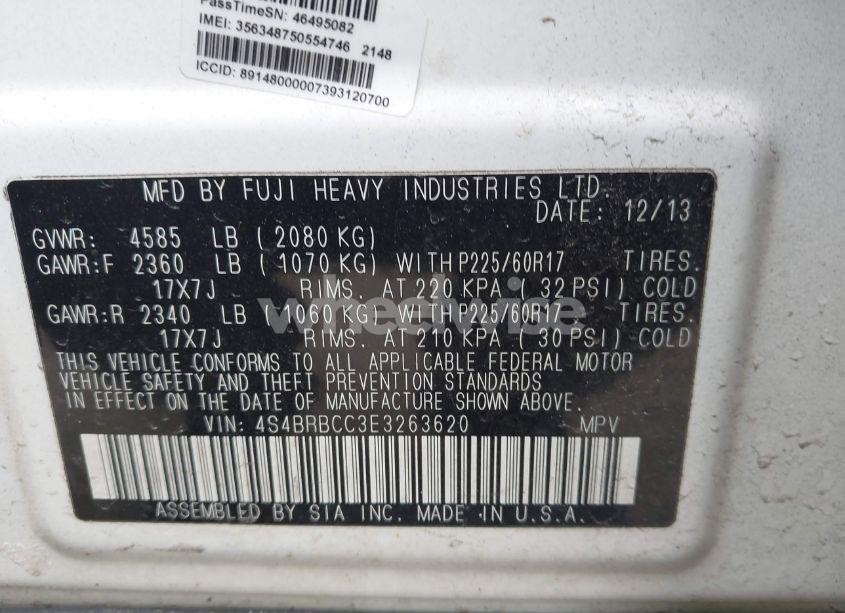 Photo 9 of 2014 Subaru Outback 2.5I PREMIUM (VIN 4S4BRBCC3E3263620)