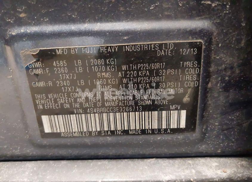 Photo 9 of 2014 Subaru Outback 2.5I PREMIUM (VIN 4S4BRBCC3E3266713)