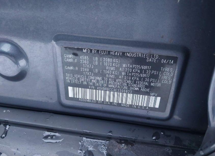 Photo 9 of 2014 Subaru Outback 2.5I PREMIUM (VIN 4S4BRBCC3E3306823)