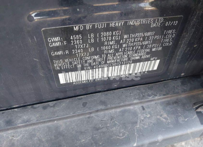 Photo 9 of 2013 Subaru Outback 2.5I PREMIUM (VIN 4S4BRBCC5D1213120)