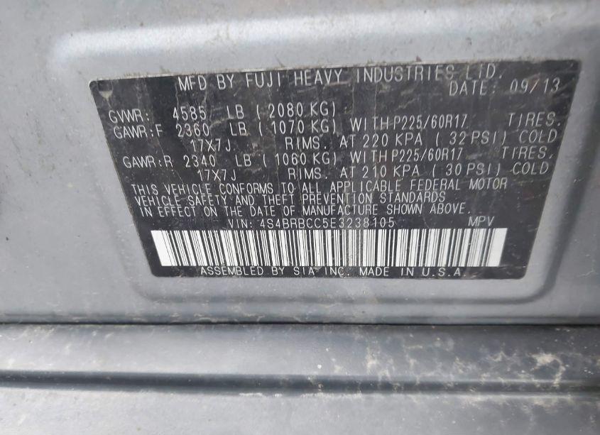 Photo 9 of 2014 Subaru Outback 2.5I PREMIUM (VIN 4S4BRBCC5E3238105)