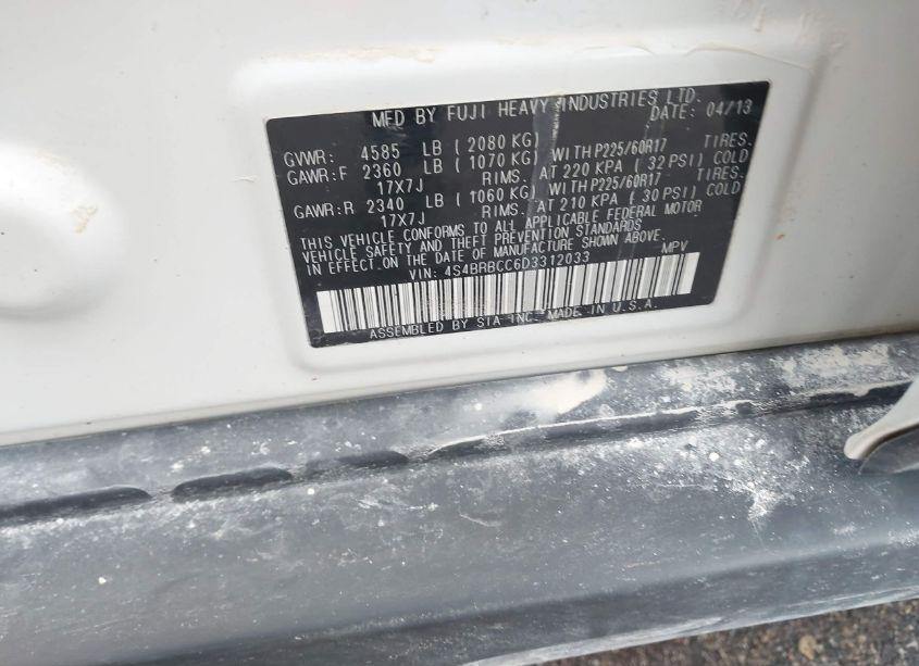 Photo 9 of 2013 Subaru Outback 2.5I PREMIUM (VIN 4S4BRBCC6D3312033)