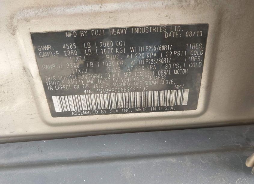 Photo 9 of 2014 Subaru Outback 2.5I PREMIUM (VIN 4S4BRBCC6E3221197)