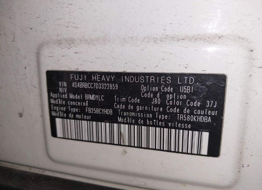 Photo 17 of 2013 Subaru Outback 2.5I PREMIUM (VIN 4S4BRBCC7D3322859)