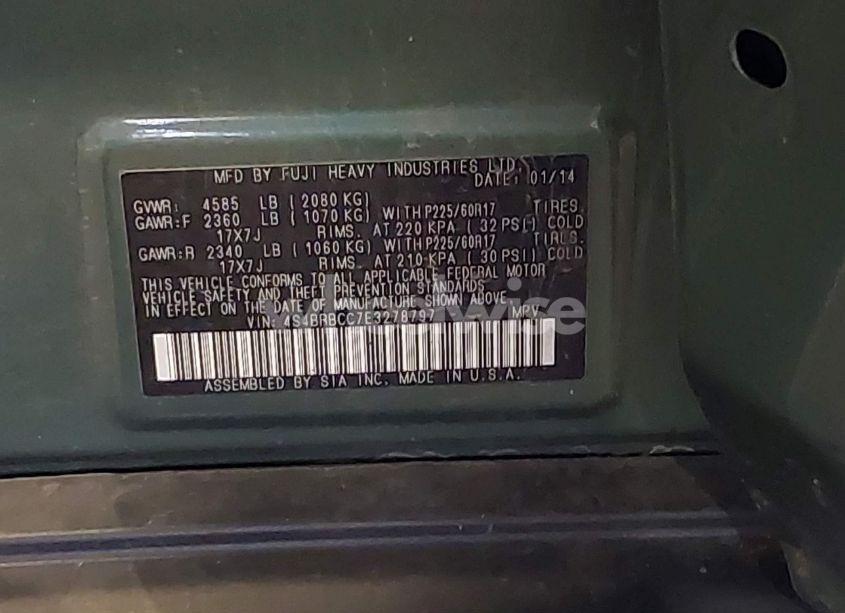 Photo 9 of 2014 Subaru Outback 2.5I PREMIUM (VIN 4S4BRBCC7E3278797)