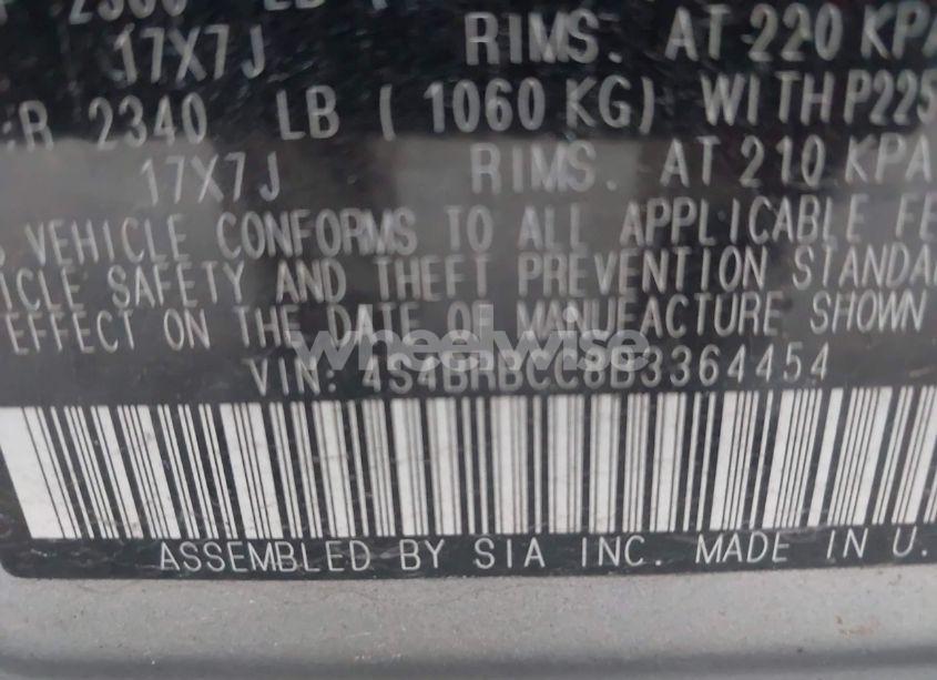 Photo 9 of 2011 Subaru Outback 2.5I PREMIUM (VIN 4S4BRBCC8B3364454)