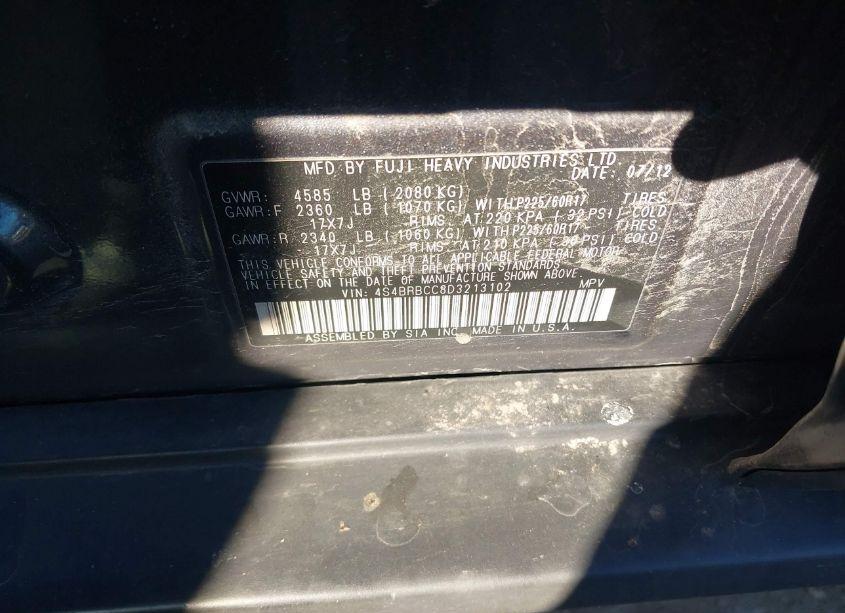 Photo 9 of 2013 Subaru Outback 2.5I PREMIUM (VIN 4S4BRBCC8D3213102)