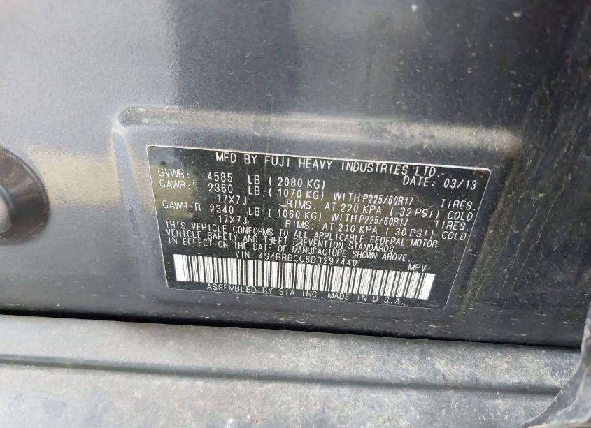 Photo 9 of 2013 Subaru Outback 2.5I PREMIUM (VIN 4S4BRBCC8D3297440)