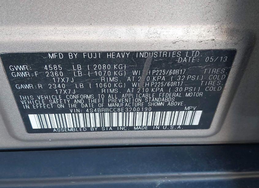 Photo 9 of 2014 Subaru Outback 2.5I PREMIUM (VIN 4S4BRBCC8E3200190)